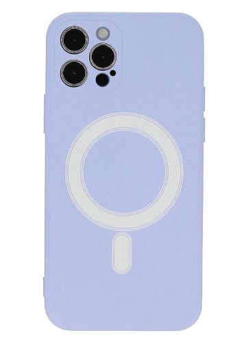 Husa iphone 12 din silicon cu magsafe, silk touch, interior din catifea cu decupaje pentru camere, mov