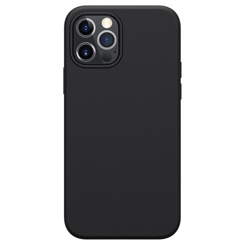 Oem Husa protectie compatibila cu iphone 12/12 pro, ultra slim din silicon negru silk touch, interior din catifea