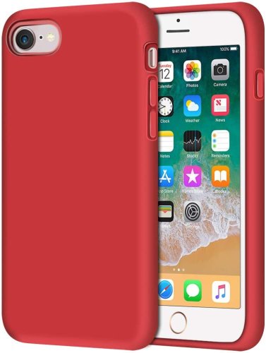 Husa protectie pentru iphone se 2020 ultra slim din silicon rosu,silk touch, interior din catifea