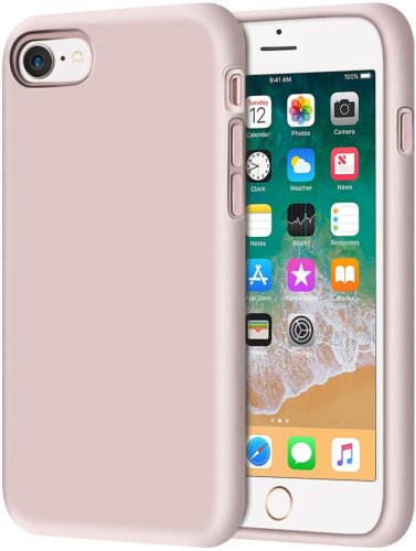 Husa protectie pentru iphone se 2020 ultra slim din silicon roz,silk touch, interior din catifea
