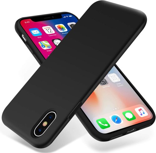 Husa protectie pentru iphone x, ultra slim din silicon negru,silk touch, interior din catifea
