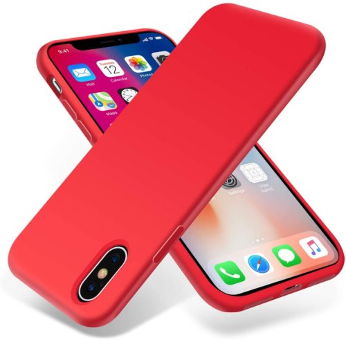 Husa protectie pentru iphone x, ultra slim din silicon rosu,silk touch, interior din catifea