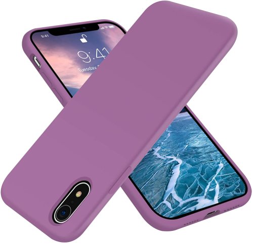 Husa protectie pentru iphone xr, ultra slim din silicon mov inchis,silk touch, interior din catifea