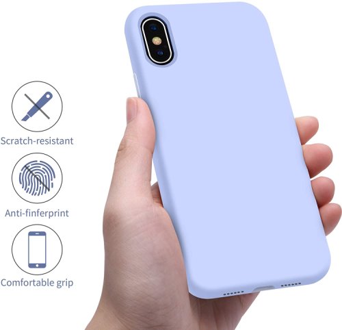 Husa protectie pentru iphone xs, ultra slim din silicon albastru deschis,silk touch, interior din catifea