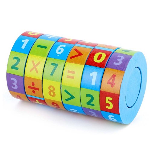 Joc educativ cilindru aritmetic din lemn – operatiuni matematice, wd9505 rco®