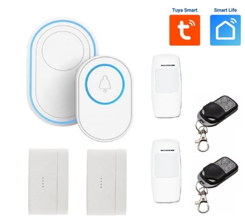 Kit securitate, sonerie inteligenta wifi, tuya, smart life, 2xdetector miscare, 2xsenzor magnetic si telecomanda