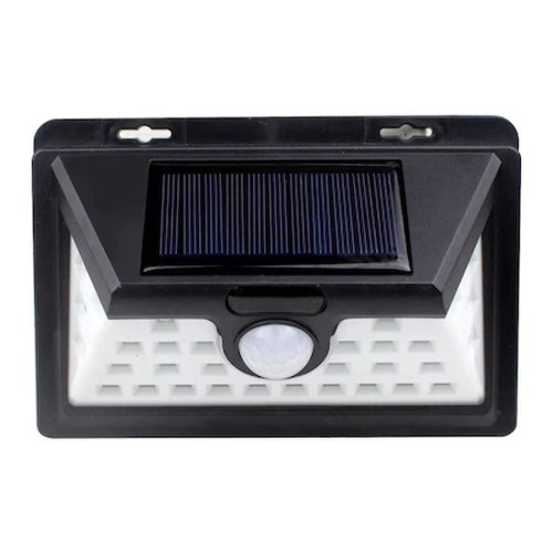 Lampa solara foxmag24, senzor de miscare, waterproof, acumulator 1200 mah, temperatura culoare 5500 k, unghi iluminare 120°, panou solar 0,55 w/5,5 v, design ergonomic, negru
