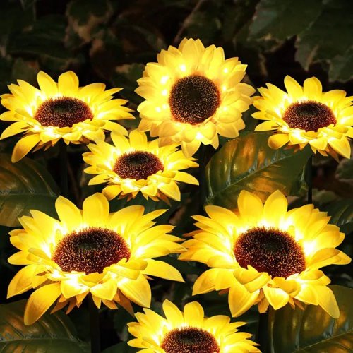Lampi solare decorative de gradina tip floarea soarelui ,galben set de 4 buc