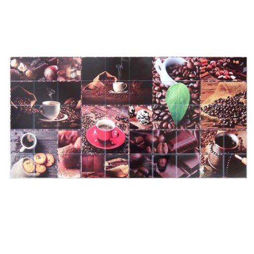 Panou decorativ, pvc, model cafea, maro si rosu, 96x48.5 cm
