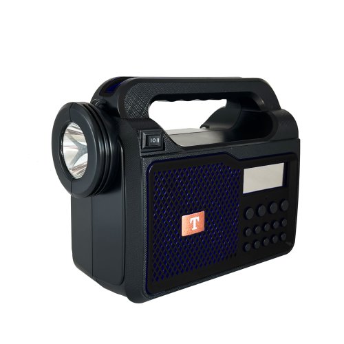 Radio portabil bigshot t-722a cu lanterna, bluetooth, panou solar, sd card, negru