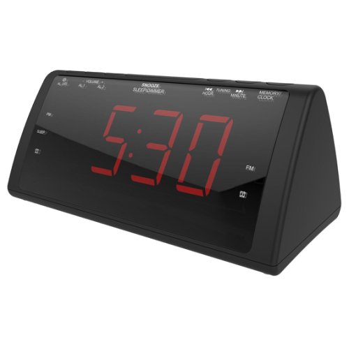 Bigshot Radio portabil cu ceas onn, functie alarma cu snooze, afisaj rosu, culoare negru