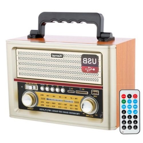 Radio portabil kemai, fm/am/sw, mp3 player, telecomanda inclusa, conectivitate bluetooth, aux in, port usb, slot sd card, design retro