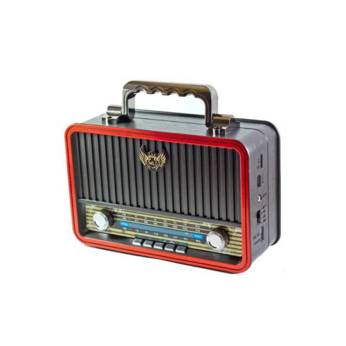 Radio portabil retro md-1907bt, acumulator incorporat, bluetooth, aux, usb, tf card, fm/am/sw, negru-rosu
