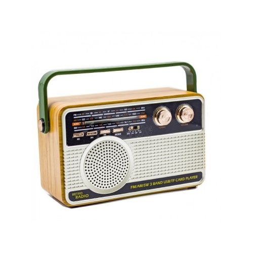 Radio portabil retro md-506bt, acumulator incorporat, telecomanda, bluetooth, aux, usb, tf card, fm/am/sw, maro deschis