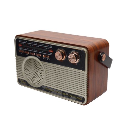 Radio portabil retro md-506bt, acumulator incorporat, telecomanda, bluetooth, aux, usb, tf card, fm/am/sw, maro inchis