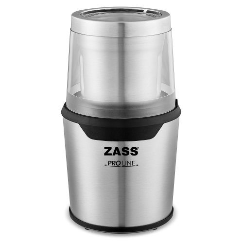 Rasnita de cafea zass zcg 10, putere 200w, sistem 2 in 1 pentru cafea si condimente, capacitate 85g, carcasa inox