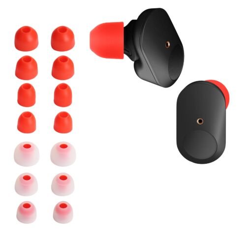 Set 14 eartip kwmobile pentru sony wf-1000xm3/wf-1000xm4, silicon, rosu/alb , 50710.09