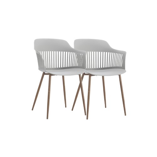 Set 2 scaune albe bucatarie, terasa cu spatar din polipropilena 53x59x81 cm,
