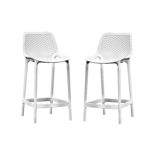 Raki Set 2 scaune inalte bar polipropilena cu aditiv de protectie anti uv, 52x44x105 cm, alb