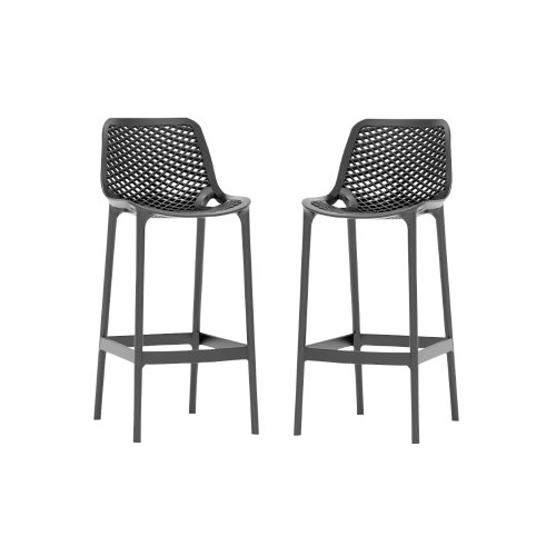 Set 2 scaune inalte bar polipropilena cu aditiv de protectie anti uv, 52x44x105 cm, gri