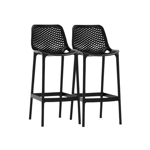 Raki Set 2 scaune inalte bar polipropilena cu aditiv de protectie anti uv, 52x44x105 cm, negru