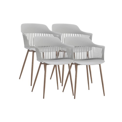 Raki Set 4 scaune albe bucatarie, living cu spatar din polipropilena 53x59x81 cm,