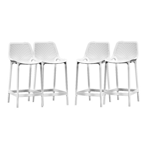 Set 4 scaune inalte bar polipropilena cu aditiv de protectie anti uv, 52x44x105 cm, alb