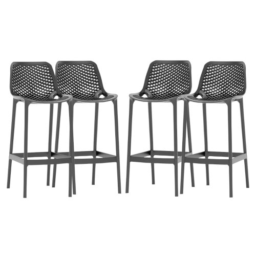 Set 4 scaune inalte bar polipropilena cu aditiv de protectie anti uv, 52x44x105 cm, gri