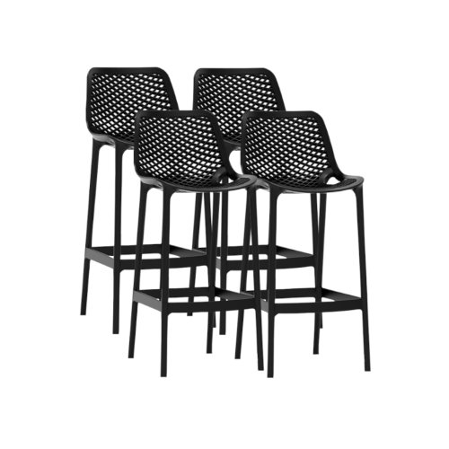 Set 4 scaune inalte bar polipropilena cu aditiv de protectie anti uv, 52x44x105 cm, negru