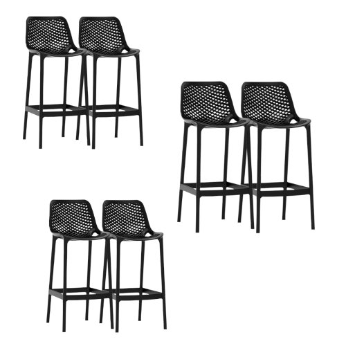 Set 6 scaune inalte bar polipropilena cu aditiv de protectie anti uv, 52x44x105 cm, negru