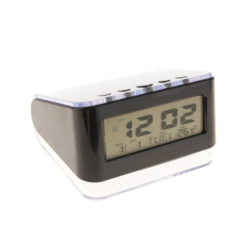Set ceas digital 813 cu termometru, calendar, alarme si lumina de fundal, negru si adaptor priza centenar