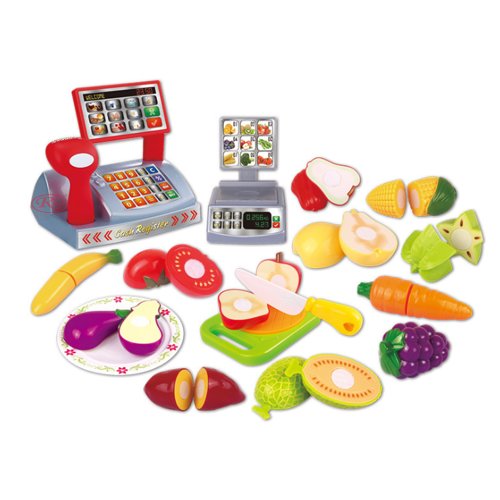 Set jucarii pentru copii cos cu fructe si legume de taiat, super market, 18 piese vg1011 rco