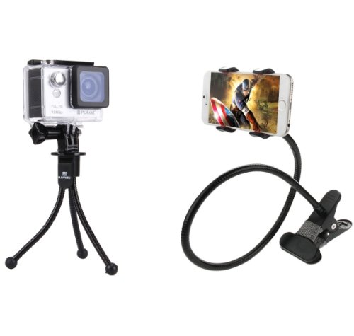 Set suport telefon flexibil metalic si trepied premium pentru telefon, camera foto, video, gopro, original deals