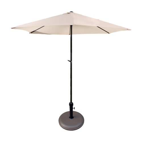 Umbrela soare 250 cm, bej cu mecanism rabatare si suport rotund 12 kg , culoare maro