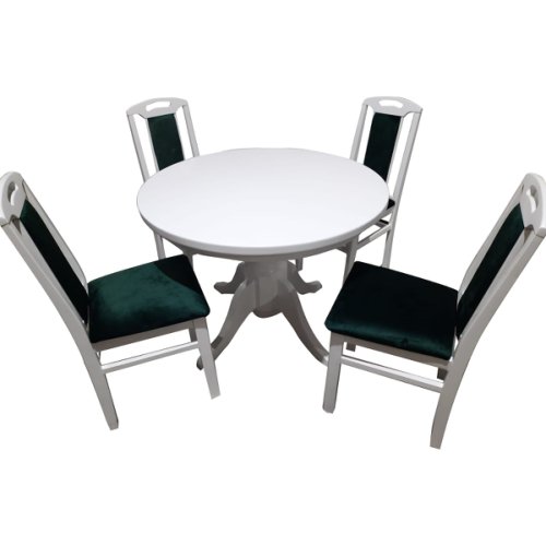Set color 14 masa fixa 100/75 cm + 4 scaune tapitate verde catifea