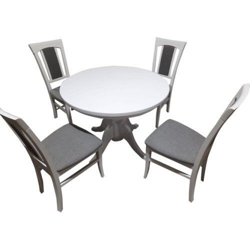 Set kon masa fixa 100/75 cm + 4 scaune tapitate gri stofa