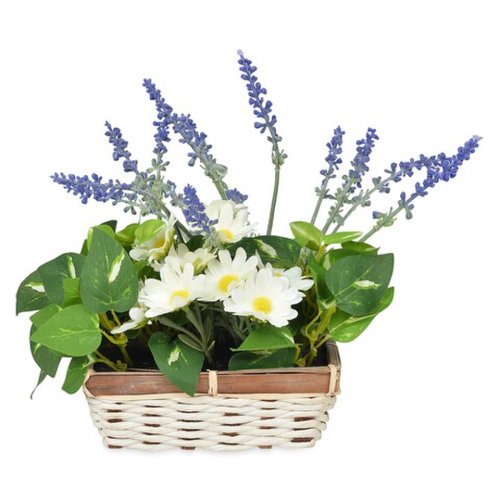 Aranjament flori decorative, lavanda   margarete, 19 x 19 x 23 cm, plastic/poliester, multicolor