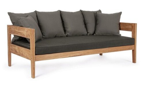 Canapea 3 locuri pentru gradina/terasa kobo, bizzotto, 190 x 90 x 79 cm, lemn de tec certificat fsc/tesatura arashi, gri carbune
