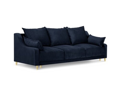 Canapea extensibila, pansy, mazzini sofas, 3 locuri, cu lada de depozitare, 215x94x90 cm, catifea, albastru inchis