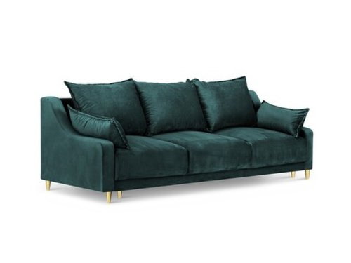 Canapea extensibila, pansy, mazzini sofas, 3 locuri, cu lada de depozitare, 215x94x90 cm, catifea, albastru petrol