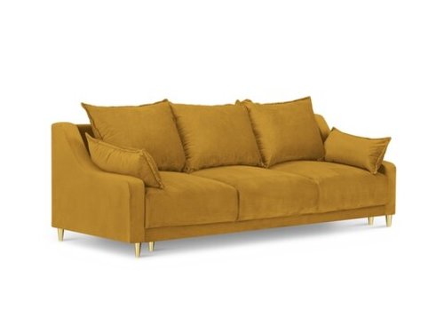 Canapea extensibila, pansy, mazzini sofas, 3 locuri, cu lada de depozitare, 215x94x90 cm, catifea, galben