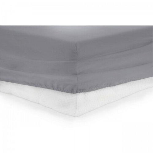 Cearceaf de pat cu elastic grey heinner, 90x200 cm, 100% bumbac, gri