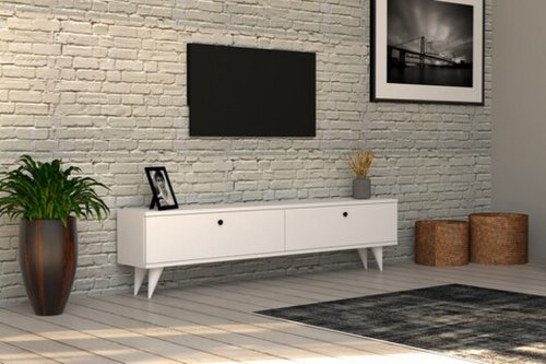 Comoda tv paris, puqa design, 160x25x35 cm, alb