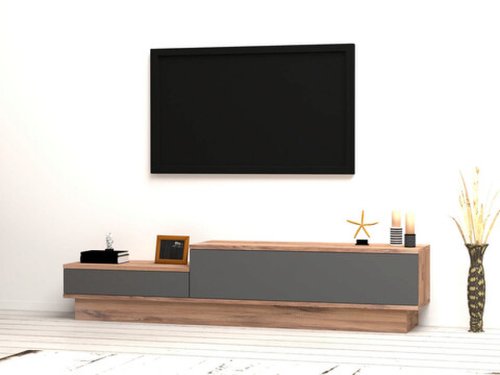 Comoda tv, puqa design, asır, 160x35x35 cm, pal, pin atlantic / antracit