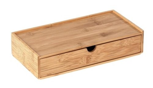 Cutie depozitare cu sertar, wenko, terra, 28 x 6 x 14 cm, lemn de bambus, maro