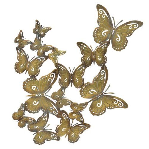 Decoratiune de perete butterflies, inart, 65x72 cm, fier