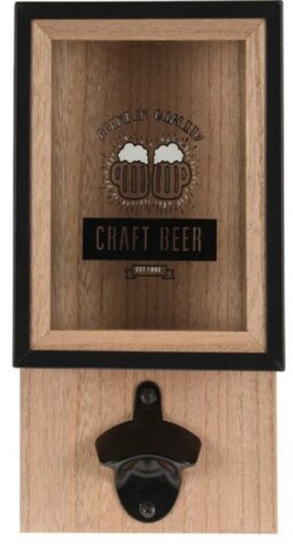 Excellent Houseware Desfacator si cutie pentru depozitare capace craft beer, 15.3x8.3x30 cm, lemn