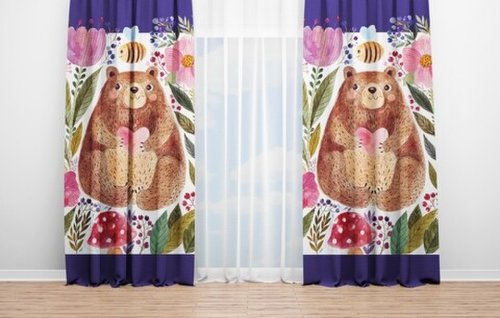Draperie bear w heart, oyo kids, 140x240 cm, poliester, multicolor
