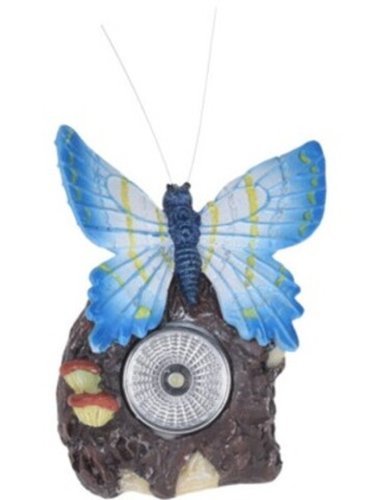Lampa solara de gradina butterfly, 9.5x7x11 cm, poliston, albastru