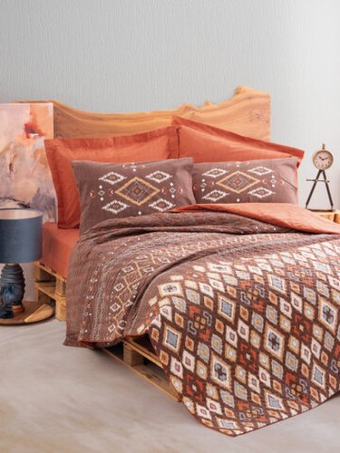 Lenjerie de pat pentru o persoana (de), belize - brown, cotton box, bumbac ranforce